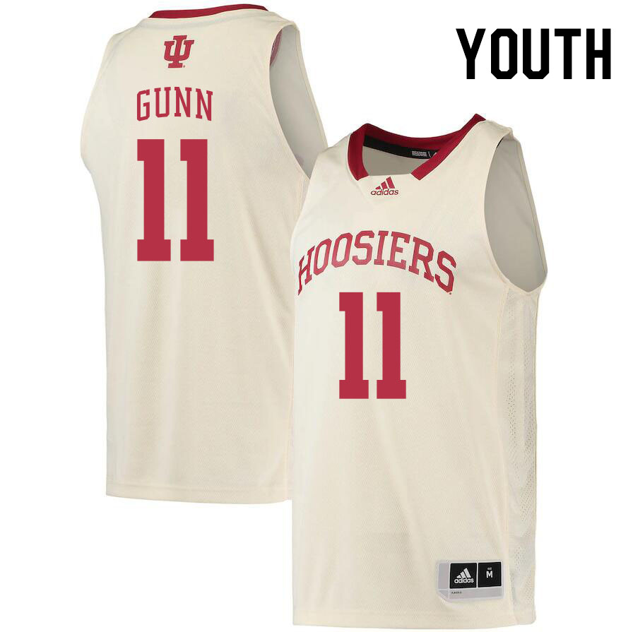 Youth #11 CJ Gunn Indiana Hoosiers College Basketball Jerseys Stitched Sale-Cream - Click Image to Close